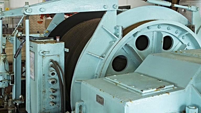 The 1960s electric winder, in the winder house at Levant Mine and Beam Engine